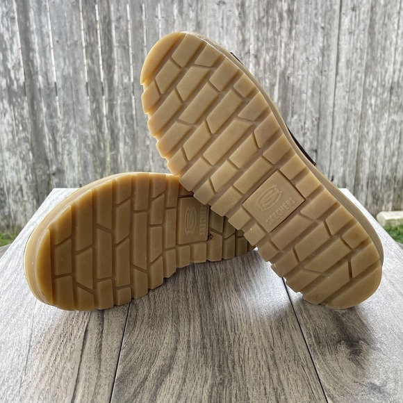 Skechers Jammers Sandals Women 11 Brown Leather Chunky Platform Slide Y2K Shoes - Picture 9 of 11